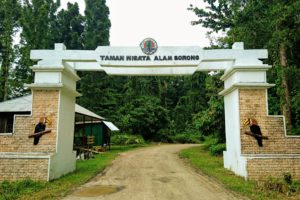 Entrance gate to the forest area Taman Wisata Alam Sorong